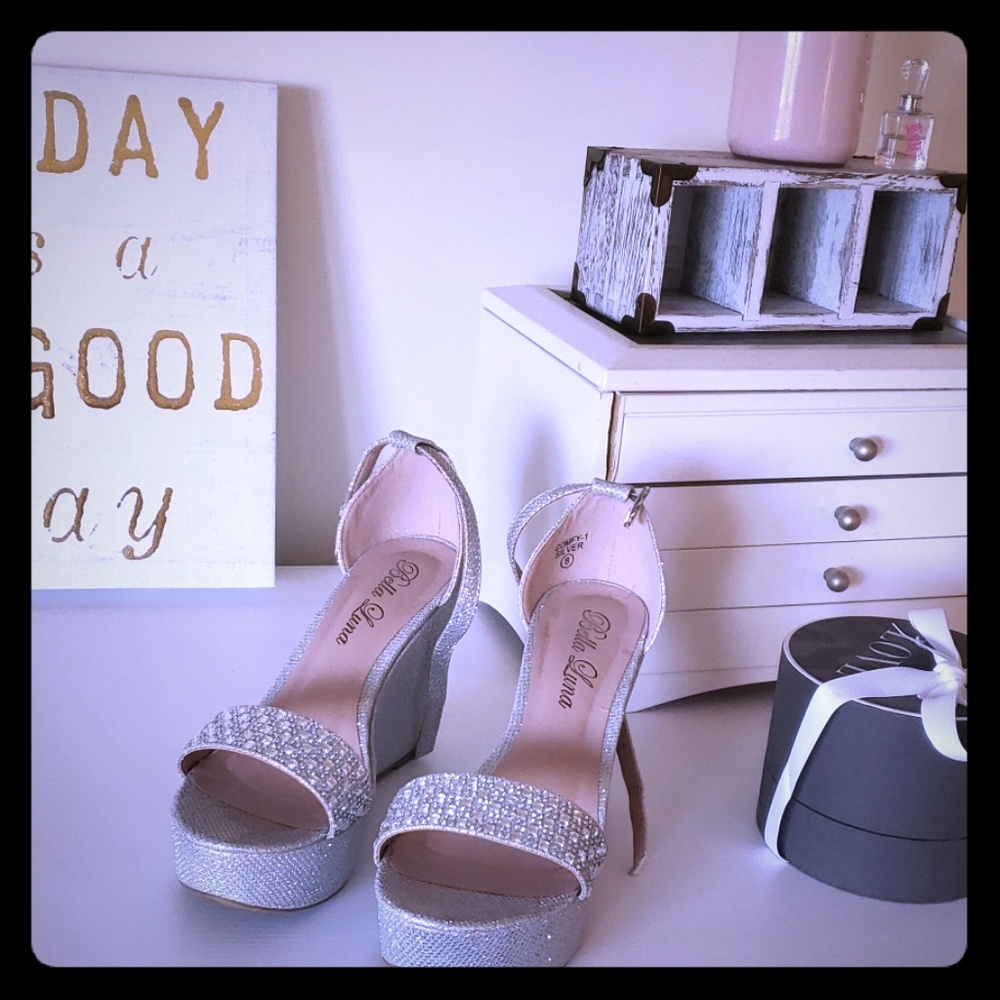 Silver Jeweled Bella Luna Wedges